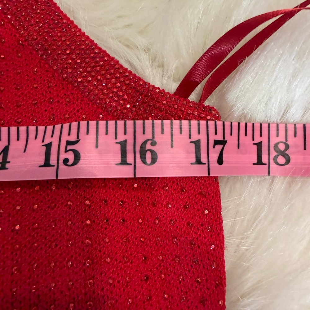 NEW St. John Tank bright Red party holiday evening sparkly crystals Knit S M - Picture 15 of 17